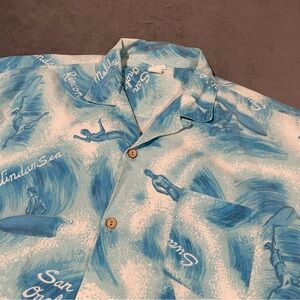 Benny's Hawaiian Shirt Mens XXL White 1960s Loop Collar Surfing San Onofre VTG